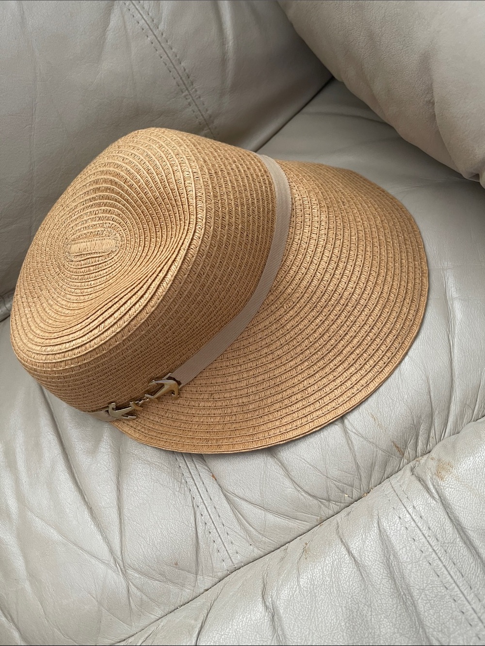 Sears Tan Straw Anchor Trim Framer Hat